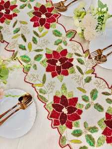 Handmade Beaded Polyester/Cotton <b>Table</b> <b>Runner</b> | Solid Stripe Home & Hotel Decorative Mamta - Product Image 1