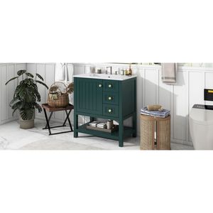 Mobile Bagno Stile Transizionale da 30 Pollici con Lavabo in Ceramica - Set Premium per Bagno - Product Image 6