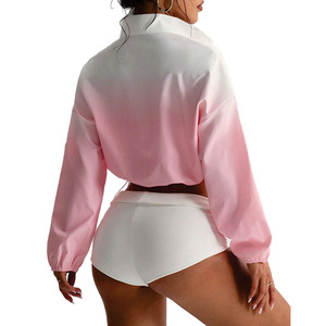 Custom Women's Cropped Windbreaker <b>Jacket</b> Gradient <b>Pink</b> Lightweight Zip Up Streetwear Fitness <b>Waterproof</b> Men's <b>Jackets</b> Wholesale - Product Image 2