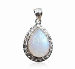 จี้รูปหยดน้ำมูนสโตนธรรมชาติ เงินแท้ 925 งานแฮนด์เมด ดีไซน์คลาสสิก ของขวัญเครื่องประดับสำหรับผู้หญิง ผู้ชาย และทุกเพศ - Product Image 1