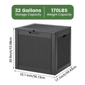 31-Gallon Deck <b>Box</b> with External Waterproof Resin <b>Lockable</b> Outdoor <b>Storage</b> - Product Image 5