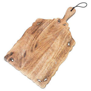 Planche à découper en bois rustique, planche à découper rectangulaire en bois avec poignée, matériau en bois naturel pour la cuisine, utilisation pour les mariages - Product Image 5