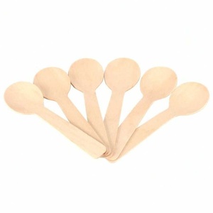 Cucharas Desechables Elegantes para Buffets de Postres y Cafeterías, 155 mm, Madera de Abedul, Perfectas para Picnic, Kits de Comida para Viajes, Buffets y Cafeterías - Product Image 1