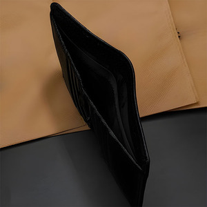 Portefeuille vertical en cuir noir avec fermeture éclair intérieure, plusieurs emplacements pour cartes, porte-monnaie simple, vente en gros pour fournisseurs - Product Image 3