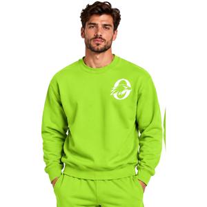 Sweat-shirt vert lime pour homme, col rond, manches longues, pull décontracté en polaire, logo personnalisé, streetwear, vêtements de sport d'hiver, vente en gros - Product Image 1