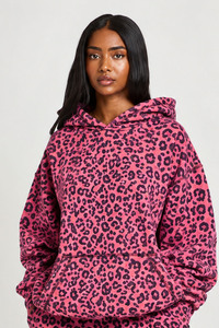Conjunto Deportivo Premium para Mujer, Sudadera con Capucha y Pantalones Anchos con Estampado de Leopardo Rosa, Conjunto Casual de Dos Piezas, Sudadera con Capucha y Pantalones a Juego, Moda Femenina - Product Image 4