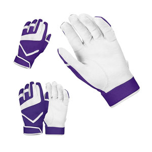 Purple <b>White</b> Full Finger Baseball Gloves Hook And Loop Closure Non Slip Synthetic Material Adult Right Handed Baseball Gloves - Product Image 2