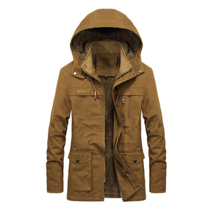 <b>Men's</b> <b>Black</b> Winter Parka <b>Long</b> <b>Coat</b> Hooded Faux Fur Lining Windproof Jacket - Product Image 4