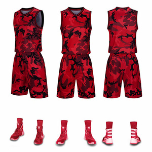 Ensemble de maillots de basket personnalisés imprimés par transfert thermique, sans manches, col en V, séchage rapide, 100 % polyester, unisexe, pour adultes - Product Image 3