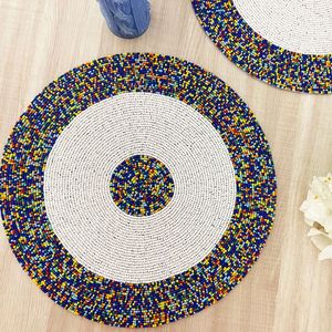 Luxury Glass Seed Beads Placemats with Artistic <b>Embroidery</b> Vintage Style Customizable Color & Size Dining Table Decor - Product Image 5