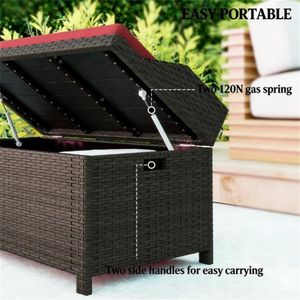 Sgabello Contenitore Rosso da Esterno con Piattaforma, Seduta Mobile Comoda per Uso Interno/Esterno - Product Image 4