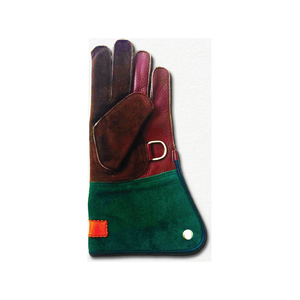 Leather Full Finger Green <b>Red</b> Brown hunting Falcon <b>Gloves</b> for animal handling - Product Image 4