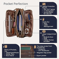 Maletín de Cuero Genuino para Portátil, Bolsa de Mensajero Elegante para Oficina, Viajes, para Hombres y Mujeres