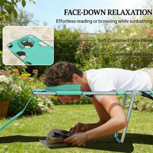 Sillón Reclinable Ajustable Verde Claro para Exteriores, Tumbona para Tomar el Sol - Product Image 3