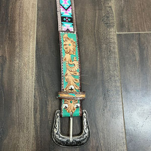 Ceintures perlées en cuir usiné à la main de mode directe d'usine en gros pour hommes et femmes ceintures à boucle ardillon en alliage de cuir de vachette véritable - Product Image 6