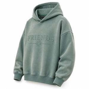 Sweat-shirt décontracté unisexe en coton French Terry avec logo gaufré de qualité supérieure, vert automne - Product Image 2