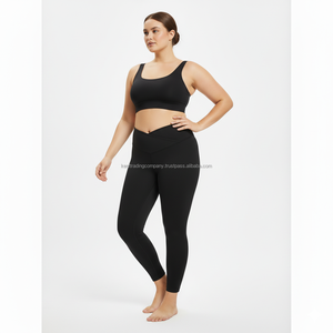 Plus Size Women Solid Front Yoga Set High Waist Leggings Sports <b>Bra</b> Gym Workout Stretch Fitness Activewear Quick Dry Breathable - Product Image 1