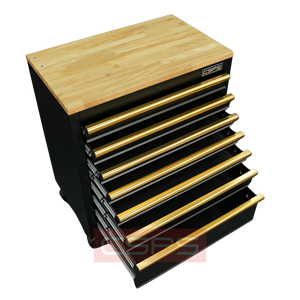Wholesale 76cm 7 <b>Drawer</b> Mobile Tool Cabinet Matte Black Powder Coated Steel Wooden Top for Garage <b>Workshop</b> - Product Image 2