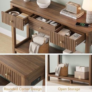 Mesa Consola Moderna de Madera Maciza con Estante de Almacenamiento, Mueble para Recibidor, Sala de Estar o Pasillo, Diseño Escandinavo - Product Image 4