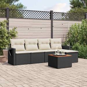 Grand ensemble de canapés de jardin modulaires en rotin PE noir, élégant et durable, mobilier d'extérieur - Product Image 1
