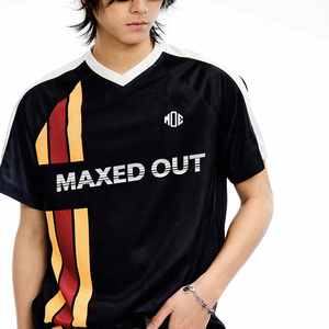 Vente en gros de maillots de football américain Y2k Streetwear à col en V, 220 GSM, maille polyester, design de panneaux personnalisés, fabricant OEM ODM de vêtements de sport - Product Image 2