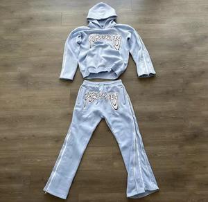 Ensemble survêtement homme noir brodé en tissu éponge, veste à capuche zippée et pantalon de jogging - Product Image 4