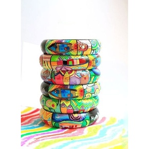 Eco-Friendly Folk Art Painted Wooden <b>Indian</b> Bracelets & <b>Bangles</b>-Artisan Collection by RR ENTERPRISES - Product Image 2