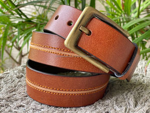 Nuevo cinturón de cuero con hebilla para hombre, cinturón informal Formal impecable de alta calidad, cinturón marrón de cuero genuino para hombre con hebilla ajustable - Product Image 2