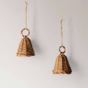 Campanas Navideñas Decorativas de Ratán Marrón Natural al por Mayor, con Arte de Mimbre Tejido - Product Image 3