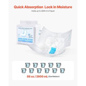 Pannolini per adulti super assorbenti usa e getta con linguette, mutandine per incontinenza 3D anti-perdita per uomo e donna - Product Image 2