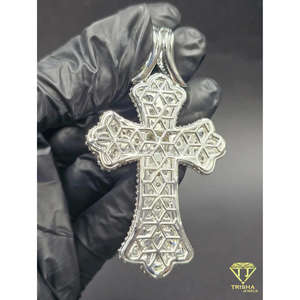 Pendentif Croix Luxe Sertie de Diamants VVS Cultivés en Laboratoire avec Argent Sterling 925, Bijoux Religieux Hip Hop - Product Image 5