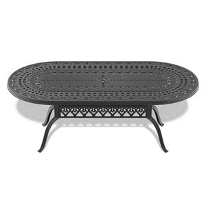 Set da Pranzo in Alluminio Pressofuso per Tutte le Stagioni, 7 Pezzi con 2 Sedie Girevoli e 4 Sedie da Pranzo, Tavolo Ovale con Telaio Nero per Giardini - Product Image 4