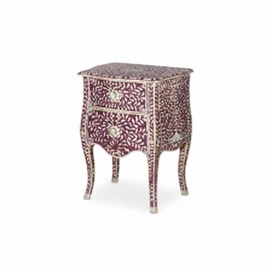 Table de Chevet Moderne en Os de Palme Floral, Vente en Gros Usine, Personnalisée, Vert Sarcelle, Commode à 3 Tiroirs, Luxe, Faite à la Main en Inde - Product Image 2