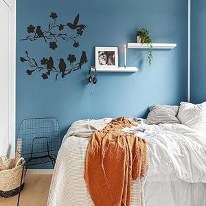 Décoration murale en métal, oiseaux sur branches florales, découpe au laser, design moderne, fait main, forme irrégulière, toutes saisons - Product Image 2