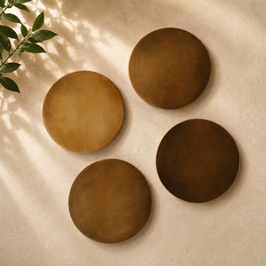 Brass Beverage Coasters with Clean Round Silhouette for Coffee Tea Cocktails <b>Glasses</b> and Sophisticated Table Styling - Product Image 1