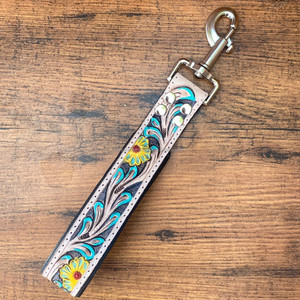 Manufacturer Wholesale Custom Hand Tooled Leather Traffic Lead Traffic <b>Leash</b> Short <b>Leash</b> for Dog Training Traffic Padded Handle - Product Image 2