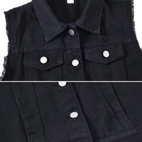 Femmes décontracté confortable respirant coton Denim gilet avec bouton décoration nouveau Style court haut sans manches