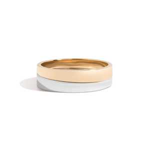 Two Tone Men's Wedding Band Set 14K 18K Solid Gold Modern Minimalist Stackable Tapered <b>Rings</b> For Him B2B Factory Price Wholesale - Product Image 4