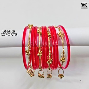 Luxury Handmade Jelly <b>Glass</b> <b>Bangle</b> Set with Kashmiri Ghungroo Traditional Ethnic Fashion Jewelry for Women and Girls - Product Image 1