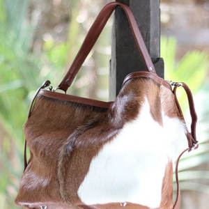 Cowhide Leather Tote Bag Women Boho Shoulder <b>Handbag</b> Zipper Closure Water Resistant <b>Medium</b> Size - Product Image 2