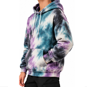 Sudadera con capucha teñida para hombre, 100% algodón polar, estilo casual, con cordón ajustable moderno y bolsillo canguro, venta al por mayor de fábrica de prendas. - Product Image 3