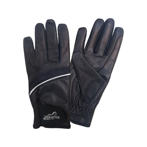 Black Horse Riding <b>Gloves</b> With Custom Logo Enhanced Grip Hand Protection Training Equestrian <b>Gloves</b> <b>For</b> Men - Product Image 1
