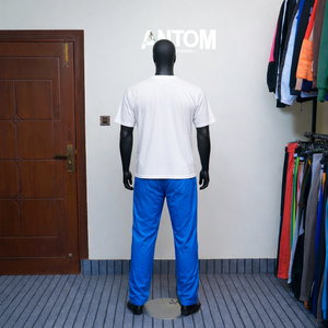 Nouvel Arrivage 2026 – Ensemble de Survêtement Vintage d'Été pour Homme : T-shirt Bleu Respirant en Polyester et Pantalon Évasé en Nylon - Product Image 4