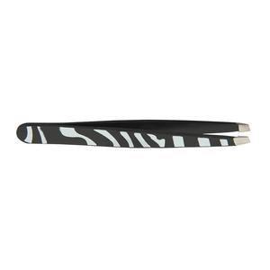 Pinzas de Precisión para Pestañas de Acero Inoxidable con Punta Lisa, Opciones Dentadas/Serradas, Diseño con Patrón de Zebra, 10 mm de Longitud - Product Image 4
