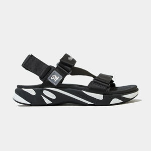 Open Toe Sandals Hook Loop Closure Lightweight Removable Strap Black White Logo Rubber <b>Patch</b> Vietnam SHONDO Casual Cross-Strap - Product Image 6