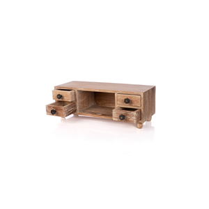 Coffre de rangement compact en bois à 4 tiroirs Solution multifonctionnelle à un niveau pour organiser de petits bijoux Mini boîte d'emballage - Product Image 4
