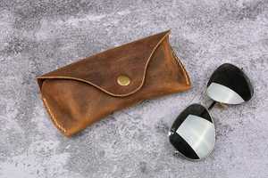 Luxury Genuine Leather Glasses Sleeve <b>Slim</b> Handmade Cowhide Pouch Vintage Reading Spectacles Protector Case LGC-0063 - Product Image 4