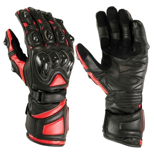 Gants de moto en cuir, gants de protection intégrale pour la conduite, avec paume renforcée et protection des articulations, manchette longue - Product Image 4