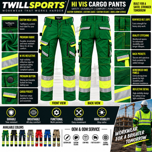 Outdoor Construction <b>Work</b> High Visibility Reflective <b>Cargo</b> <b>Pants</b> Safety Workwear Trousers For Industrial And Warehouse - Product Image 6