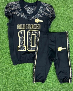 Ensemble de maillots de football américain personnalisés, nom de l'équipe, numéro imprimé, uniforme bleu foncé vert, vêtements d'entraînement pour jeunes, polyester/coton - Product Image 6